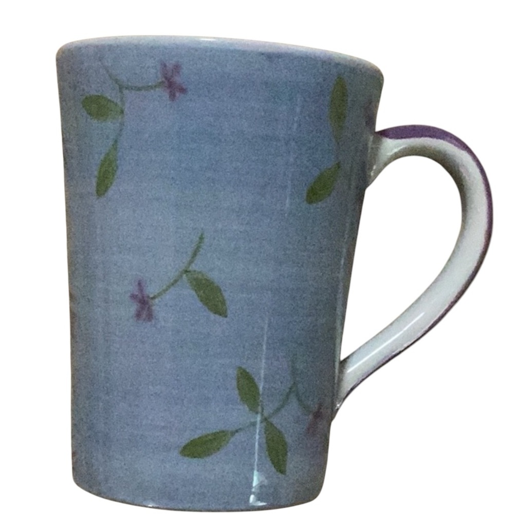 Pier 1 Charming Purple Flowers Violets Lilac Blossoms Vintage Latte‎ Coffee Mug